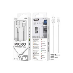 MTK DATA CABLE TB1248 BL FOR MICROUSB 2.4A 3M WHITE MTK DATA CABLE TB1248 BL FOR MICROUSB 2.4A 3M WHITE